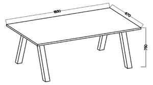 Stół do jadalni metalowe nogi Kleo 185x67 Dąb Artisan