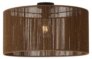 Lampa sufitowa czarna z brązowym abażurem z papierowego sznurka 50/50/25 - Combi
