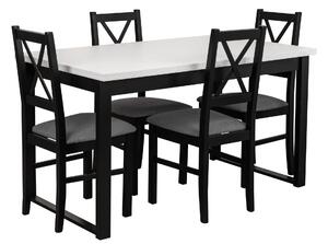 Stół rozkładany z 4 krzesłami loftowy do kuchni jadalni L005 Czarny/Biały