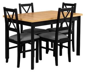 Stół rozkładany z 4 krzesłami loftowy do kuchni jadalni L003 Czarny/Dąb Grandson