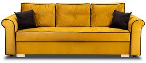 Zestaw wypoczynkowy do salonu Merida Sofa + Fotel z Podnóżkiem Żółty