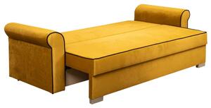 Zestaw wypoczynkowy do salonu Merida Sofa + 2 Fotele z Podnóżkami Żółty