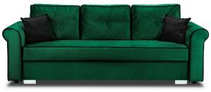 Zestaw wypoczynkowy do salonu Merida Sofa + 2 Fotele z Podnóżkami Ciemny Zielony