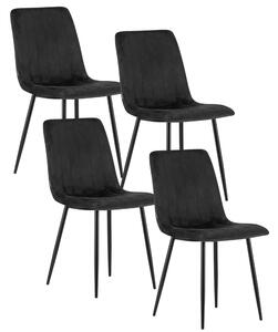 Komplet czarnych aksamitnych krzeseł 4 szt. D2-H01