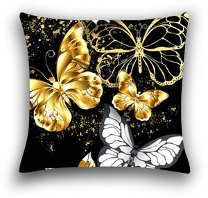 Dekoracyjna poszewka na poduszkę GOLD BUTTERFLY 40x50 cm, czarna