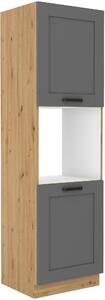 Wysoka szafka słupek na piekarnik LUNA 60 DP-210 2F Szary/Dąb Artisan