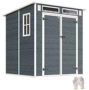 Szopa na narzdzia Outsunny 2,89 m², szopa o wygldzie drewna, 3 okna, podwójne drzwi