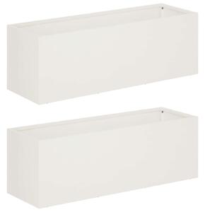 Doniczka ogrodowa 2 szt. Biały 60 x 20 x 20 cm Stal zimnogięta
