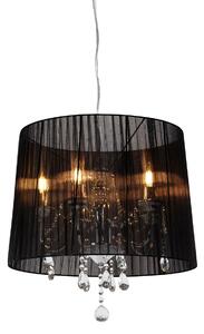 Żyrandol chrom z czarnymi 50 cm 5 lampkami - Ann-Kathrin Oswietlenie wewnetrzne
