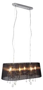 Żyrandol chrom z czarnymi 80 cm 6 lampkami - Ann-Kathrin Oswietlenie wewnetrzne