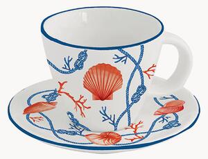 Komplet filiżanek ze spodkiem z porcelany Cote De Mer, 2 elem