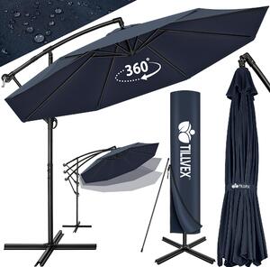 Tillvex parasol granatowy Ø 300 cm parasol wiszący parasol ogrodowy parasol market parasol na korbę balkon aluminiowy uchylny