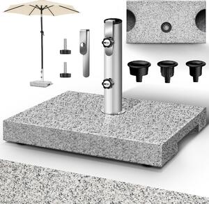 Stojak na parasol tillvex® Granite z uchwytem transportowym szary - 27 kg prostokątny | stojak na parasol parasol z rurą ze stali nierdzewnej | stojak na parasol balkonowy do masztów parasolowych 16-48 mm i średnicy parasola 300 cm