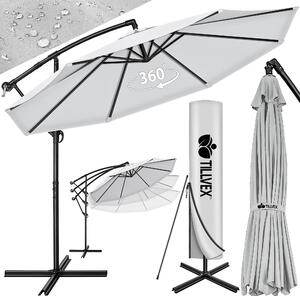 Tillvex parasol szary Ø 300 cm parasol wiszący parasol ogrodowy parasol market korba balkon aluminiowy uchylny