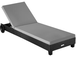 TecTake GmbH 405374 leżak rattanowy ancona, 5-stopniowa regulacja - czarny