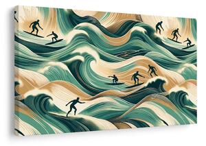 Obraz surferzy w dynamicznym krajobrazie