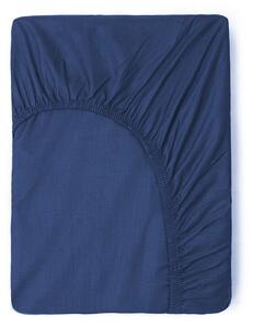 Ciemnoniebieskie bawełniane prześcieradło elastyczne Good Morning, 160x200 cm