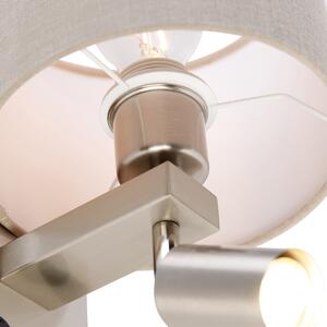 Stalowy Kinkiet / Lampa scienna z lampką do czytania i kloszem 18 cm jasnobrązowy - Brescia Oswietlenie wewnetrzne