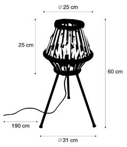 Wiejska lampa stołowa statyw bambusowa z czarnym - Evalin Oswietlenie wewnetrzne