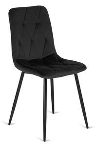 Czarne welurowe krzesło pikowane w romby - Voro