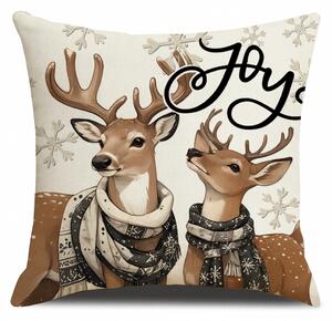 Świąteczna poszewka na poduszkę DEER JOY 45x45 cm, beżowy