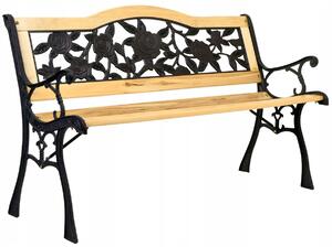 Żeliwna ławka parkowa z motywem róży - Olsa 3X