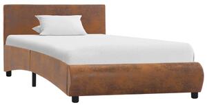 Rama łóżka, brązowa, sztuczna skóra, 100 x 200 cm