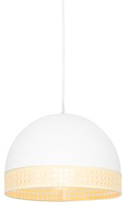 Orientalna lampa wisząca biała z rattanem 30 cm - Magna Rattan Oswietlenie wewnetrzne
