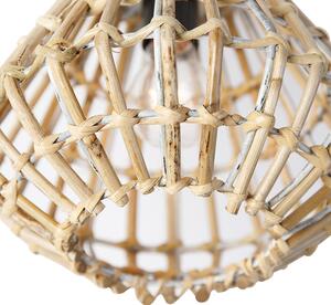 Wiejska lampa sufitowa bambusowa z bielą - Canna Diamond Oswietlenie wewnetrzne