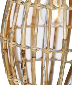 Bambusowa lampa wisząca z białym wydłużonym 3-punktowym światłem - Canna Capsule Oswietlenie wewnetrzne