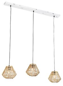 Bambusowa lampa wisząca z białymi wydłużonymi 3-punktami - Canna Diamond Oswietlenie wewnetrzne