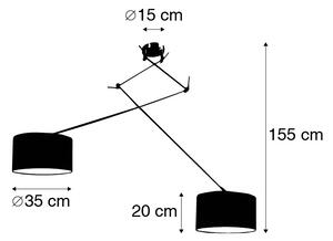 Lampa wisząca regulowana czarna klosz szary 35cm - Blitz II Oswietlenie wewnetrzne