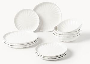 Komplet naczyń z porcelany z reliefem Sali, dla 4 osób (12 elem.)