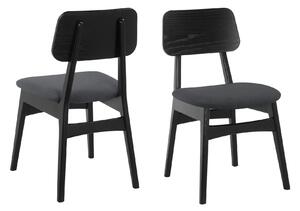 Czarne jesionowe krzesła z antracytowym siedziskiem - 2 sztuki