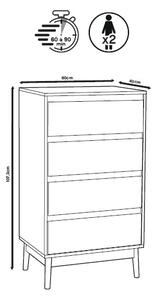 Komoda z szufladami ABANA, 60 x 40 x 107,3 cm