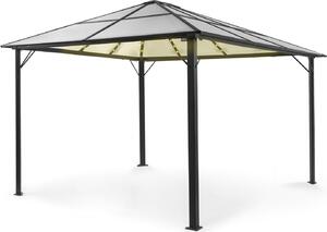 Blumfeldt Pawilon 3x4m, Nierdzewny pawilon aluminiowy ze stałym dachem i ściemnianymi światłami LED, Wodoodporny, Stabilny i odporny na zimę, Trwała wolnostojąca pergola, Pawilon ogrodowy na taras