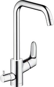 Hansgrohe Focus bateria zlewozmywakowa chrom wysoka obrotowa wylewka i zawór odcinający dopływ wody
