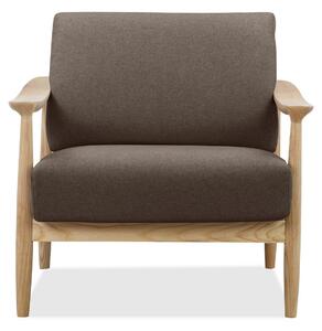 Brązowo-szary fotel Bente w stylu retro, drewniana rama