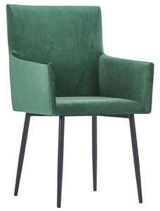 Krzesła stołowe z podłokietnikami, 2 szt., zielone, aksamit