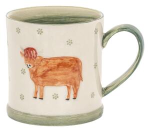 Zielono-beżowy kamionkowy kubek 225 ml Cow – Sass & Belle