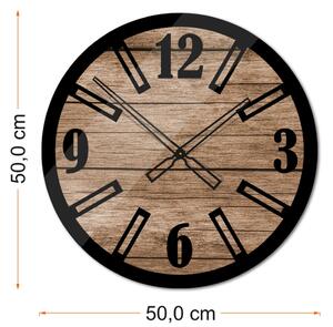 Okrągły szklany loftowy zegar ścienny Modern Wood X1 50 cm