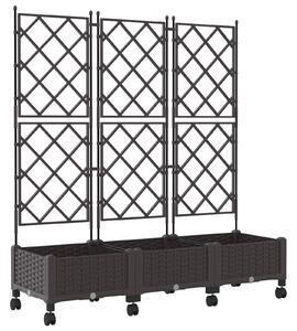 Donica ogrodowa z kratką i kółkami 3 szt. brązowy PP