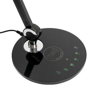 Designerska lampa stołowa czarna z diodą LED z dotykiem i ładowarką indukcyjną - Don Oswietlenie wewnetrzne