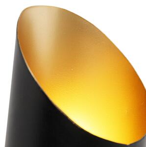 Kinkiet / Lampa scienna czarny ze złotym wnętrzem 2 źródła światła - Whistle Oswietlenie wewnetrzne