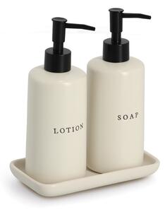 Ceramiczne dozowniki do mydła i lotionu BATH STYLE, 3 elementy