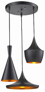 POTRÓJNA LAMPA WISZĄCA LOFT CZARNA FOGGI W3
