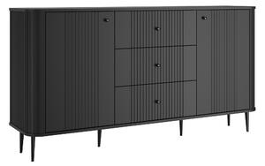 Komoda Vesper 160 cm z szufladami na nóżkach - czarny / czarne nogi