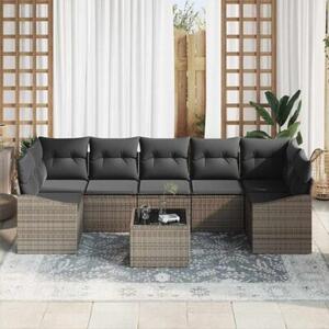 Zestaw sof z poduszką szary 55 x 55 x 37 cm polirattan