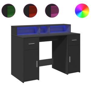 Biurko z podÅwietleniem LED, czarne, 120x55x91 cm