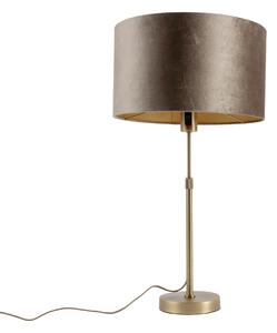 Lampa stołowa brązowa z aksamitnym brązowym abażurem 35 cm - Parte